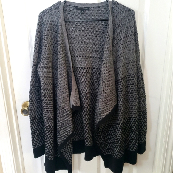 ⭐ Banana Republic Factory Grey Chunky Knit Open Front Sweater Cardigan S Wool Bl - Picture 1 of 8